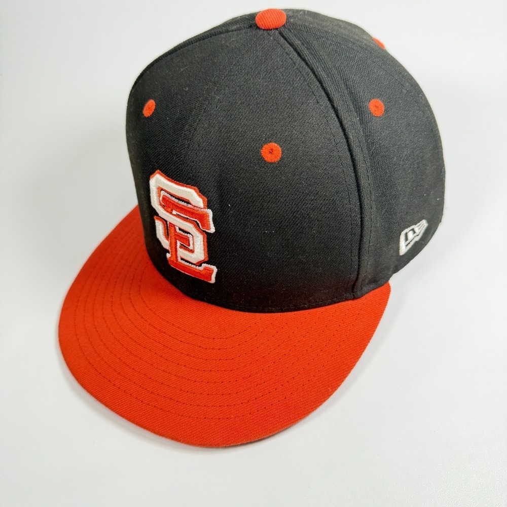 New Era 59FIFTY Throw Back Fresno Grizzlies Fitted Hat Cap 7 5/8 Black Orange
